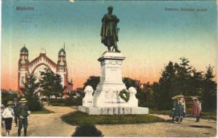 Miskolc, Szemere Bertalan szobra, zsinagóga. Vasúti Levelezőlapárusítás 45. sz. - 1915.