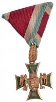 1923. I. Osztályú Tiszti Szolgálati Jel aranyozott Br kitüntetés eredeti kopottas mellszalaggal T:2 / Hungary 1923. Officers Distinction for Long Service, 1st Class gilt Br decoration with worn, faded ribbon C:XF NMK 346.