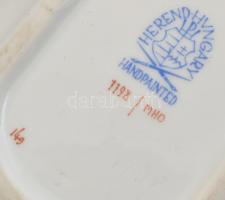 Herendi MHO magyaros mintás porcelán tálka, kézzel festett, jelzett, apró kopásnyomokkal, 7,5x10,5 c...