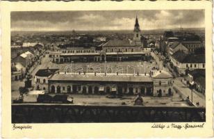 1941 Beregszász, Beregovo, Berehove; látkép, Nagy Bazár, üzletek, zsinagóga / general view, bazaar, shops, synagogue