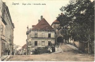 1914 Zagreb, Zágráb; Duga ulica i kamenita vrata / street view, stone gate (EK)