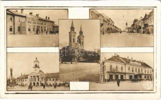 1942 Zombor, Sombor; városháza, templom, Vadászkürt szálloda, rendőr, Fő utca, üzletek. Schlotzer József kiadása / town hall, church, hotel, policeman, main street, shops (EK)