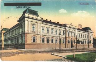 Szabadka, Subotica; Törvényszék. Vasúti Levelezőlapárusítás 35. sz. - 1916. / court + 1941 Szabadka visszatért 1941 Újvidék visszatért So. Stpl. (EB)