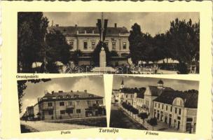 Tornalja, Safárikovo, Tornala; Országzászló, Posta, Fő utca. Poraczky László kiadása / Hungarian flag, post office, main street