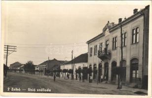 1943 Zsibó, Jibou; Unió szálloda, étterem és kávéház, Kovács Jolán illatszertára. Végh Dávid kiadása / hotel, restaurant and café, perfumery shop