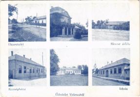 1943 Velence, utca, Mercur üdülő, Községháza, iskola, villa. Füredi Imréné kiadása (EK)