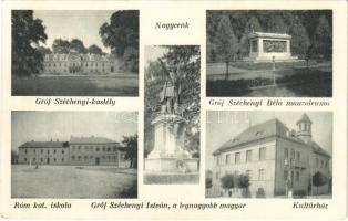 1938 Nagycenk, Gróf Széchenyi kastély, Gróf Széchenyi Béla mauzóleuma, Római katolikus iskola, Gróf Széchenyi István ("a legnagyobb magyar") szobra, Kultúrház. Hangya Szövetkezet kiadása