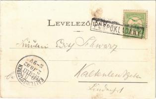 1902 Püspökladány, vasútállomás faszerkezetes előcsarnoka. Divald, Art Nouveau (fa)