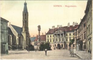 1911 Sopron, Megyeház tér, Szentháromság szobor, gyógyszertár