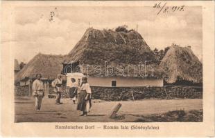 1917 Sövényfalva, Zeunen, Cornesti (Ádámos, Adamus); Romänisches Dorf / Román falu, népviselet. Nr. 421. Kunstanstalt Jos. Drotleff / Romanian village, folklore (Rb)
