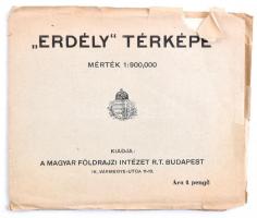 cca 1940 "Erdély" térképe, 1:900,000, Bp., Magyar Földrajzi Intézet, rajta a történelmi ha...