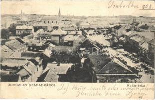 1908 Szabadka, Subotica; madártávlat, utca, piac / market, street (EB)