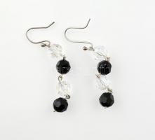 Ezüst(Ag) gyöngyös fülbevalópár, jelzés nélkül, bruttó: 6,39 g