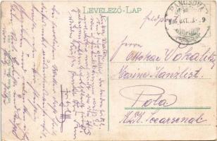 1916 Pancsova, Pancevo; folyópart, kerekes kút, hajó / riverside, well, ship