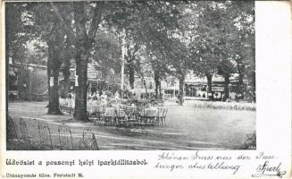 1899 (Vorläufer) Pozsony, Pressburg, Bratislava; Pozsonyi Helyi Iparkiállítás, vendéglő kerthelyisége. Freistadt M. kiadása / Local Industry Exhibition, restaurant garden (EB)