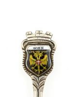 Ezüst(Ag) "Wien" díszkanál, jelzett, h: 10,5 cm, bruttó: 8,72 g