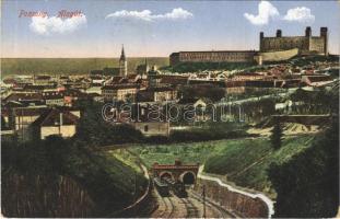1915 Pozsony, Pressburg, Bratislava; Vasúti alagút, vonatok, vár / railway tunnel, trains,c astle