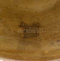 Historizáló fajansz kaspó. Jelzett,  mázatlan fajansz. d: 24 cm, m: 30 cm