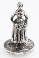 Ezüst (Ag) holland figurácska. Kézzel készített, jelzett. 37 mm, 24,5 g
