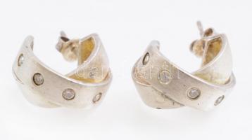 Ezüst(Ag) fülbevalópár, apró kövekkel, Pierre Cardin jelzéssel, bruttó: 10,42 g