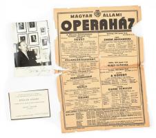 1965 Rőzler Endre operaénekes gyászjelentése, fényképe + szakadt operaházi plakát