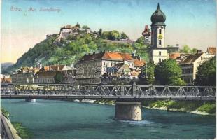 Graz (Steiermark), Mur, Schloßberg / bridge, castle