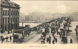 1910 London, London Bridge, horse carts
