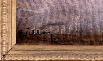 Csillag József (1894-1977): Lovak. Olaj, vászon, jelzett, sérült (apró lyukakkal). Dekoratív fa kere...