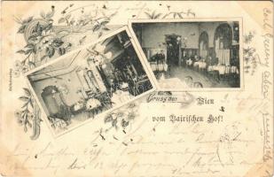 1898 (Vorläufer) Wien, Vienna, Bécs; Gruss vom Bairischen Hof! / restaurant interior. Art Nouveau, floral (EB)
