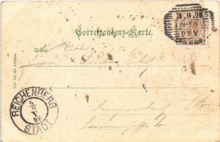 1898 (Vorläufer) Wien, Vienna, Bécs; Gruss vom Bairischen Hof! / restaurant interior. Art Nouveau, f...