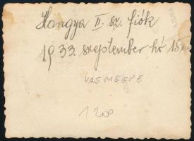 1933 Vas megye, Hangya 2. számú fiók, hátoldalon feliratozott fotó, 6×8,5 cm