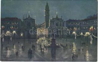 Torino, Turin; Piazza S. Carlo / square at night s: Guerzoni