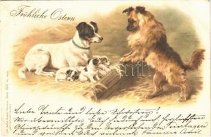 1899 Fröhliche Ostern / Dogs with Easter greeting. Lith.-Artist.-Anstalt München Serie XIII. litho (EK)