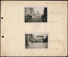 1927 Fiume / Rijeka, Corso Vittorio Emanuele II. és Piazza Regina Elena, 2 db fotó papírlapra ragasztva, feliratozva, 6,5×9 cm