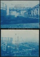 cca 1910 Óbuda, a Roessemann és Kühnemahn-Epp és Fekete Egyesült Gépgyárak Rt., 2 db cianotípia, hátuljukon pecséttel jelzettek, 12×17 cm