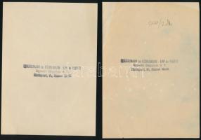 cca 1910 Óbuda, a Roessemann és Kühnemahn-Epp és Fekete Egyesült Gépgyárak Rt., 2 db cianotípia, hát...