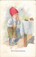 Eine verzwickte Geschichte / Children art postcard. B.K.W.I. 196-6. s: K. Feiertag (fl)