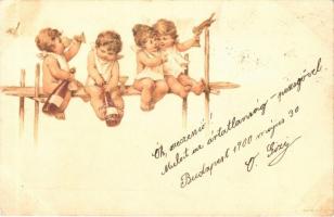 1900 Children with champagne. litho (fl)