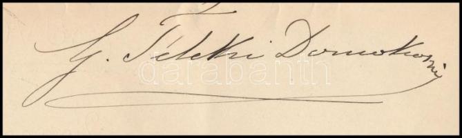 cca 1870-1890 Gr. Teleki Domokos saját kézzel írt levele Darányi Gyula (1867-1937) részére, "Ke...
