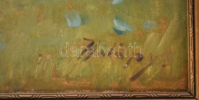 Halápy János (1893-1960): Aratók. Olaj, vászon, jelzett. Dekoratív fa keretben. 59x77 cm / János Hal...