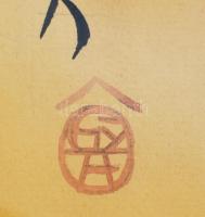 GYA jelzéssel, 2 db mű: Dzsúdósok (cselgáncsozók). Akvarell, tus, papír. Üvegezett fa keretben, 45×3...