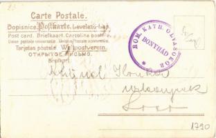 Art Nouveau, floral greeting art postcard. Emb. litho (EK)