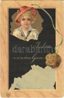 1902 Isten vezéreljen / Art Nouveau greeting art postcard. Emb. litho (tears)