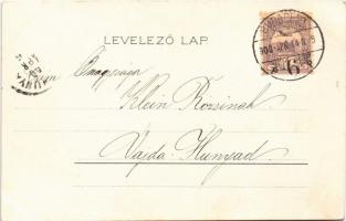 1900 Húsvéti üdvözlet / Easter greeting art postcard, rabbits. Floral, litho