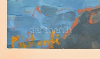 Mártonfi Benke Márta (1958-): Őszi alkony a Körösparton, 2019. Olaj, farost, jelzett. Hátoldalán aut...