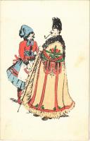 Magyar folklór művészlap / Hungarian folklore art postcard (fl)