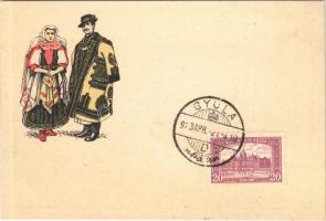 1923 Magyar folklór művészlap. Rigler r.-t. R.J.E. / Hungarian folklore art postcard (ragasztónyom / glue mark)