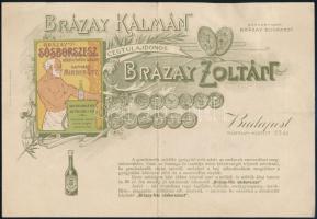 1904 Brázay Kálmán és Brázay Zoltán, Brázay-féle Sósborszesz számla, díszesen illusztrált, rézben sz...
