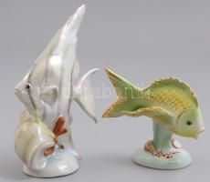 Drasche porcelán halak, 2 db, kézzel festett, jelzett, hibátlan, m: 8,5 és 15 cm