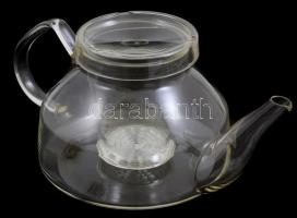 Német jénai üveg teáskanna, jelzett, hibátlan, m: 10 cm